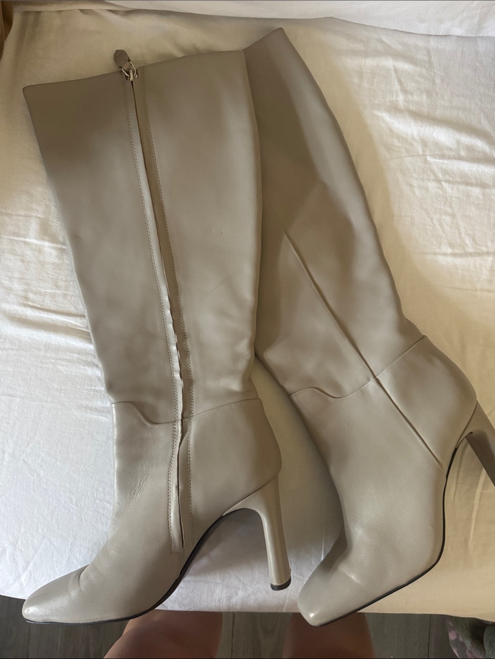 SARTO By Franco Sarto Knee-High Leather Boots in Taupe